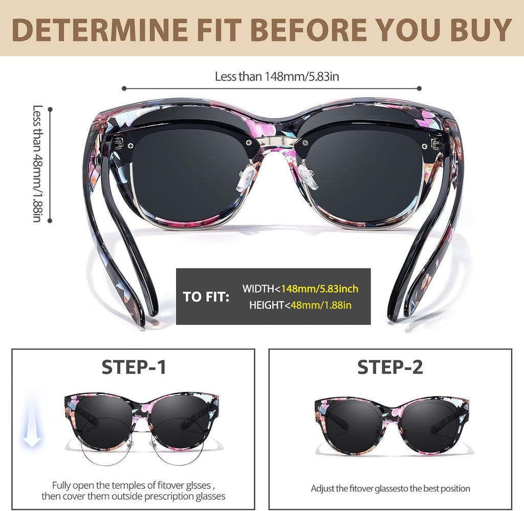 Polarized Sunglasses Fit over Glasses for Women, round Sunglasses for Driving & Outdoor UV400 Protection