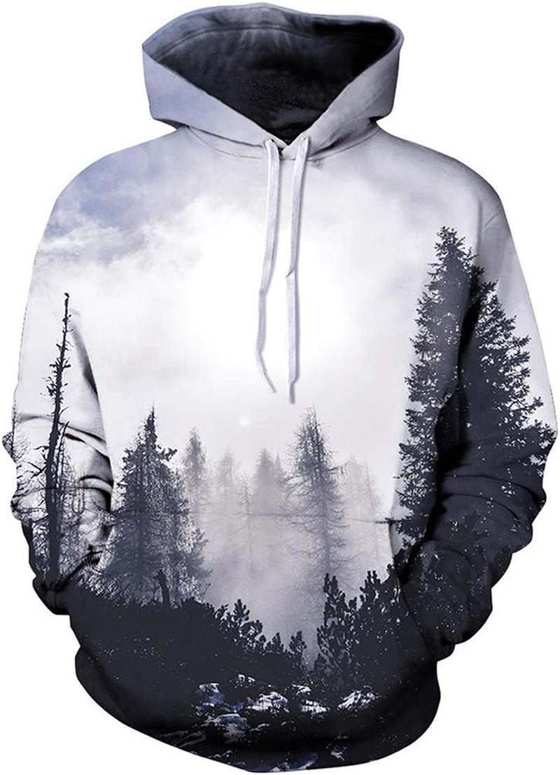 Unisex Hoodies 3D Print Galaxy Pullover Hooded Sweatshirt Hoodies with Big Pockets for Men, Teen Boy, Women